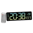 thumbnail image 3 of Reloj Digital de escritorio de 16 pulgadas, reloj despertador LED, Control remoto, día de la semana montable en la pared, reloj despertador de pared , Verde BLESIY Reloj digital de escritorio, 3 of 8