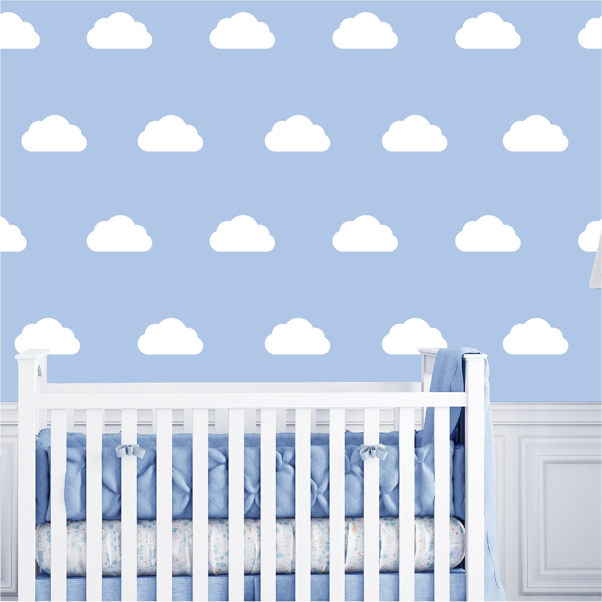 Clouds Wall Decals Removable Vinyl Stickers Self Adhesive Peel and Stick Wallpaper for Living Room Children Baby Kids Boys Girls Nursery Bedroom Home Art Mural DIY Decor