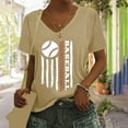 thumbnail image 2 of T-Shirt à Manches Courtes pour Femmes Femmes Liquidation T-Shirt en Chiffon pour Femmes Baseball T-Shirt à Lettres pour Femmes Imprimé Baseball Col en V T-Shirt à Manches Courtes Haut, 2 of 4