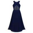 thumbnail image 2 of Loodgao Flower Girl Bridesmaid Dress Halter Floral Lace Chiffon Wedding Party Prom Maxi Gown Navy Blue 16, 2 of 7