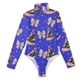 thumbnail image 3 of joogoo Christmas Tree Bows Women's Mock Turtle Neck Long Sleeve Bodysuit S, 3 of 8