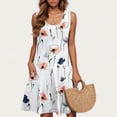 thumbnail image 1 of Ovzne Robes pour Femmes Robe Décontractée Grande Taille Sans Manches Col Rond Imprimé Robe Courte de Vacances Imprimée Liquidation, 1 of 5