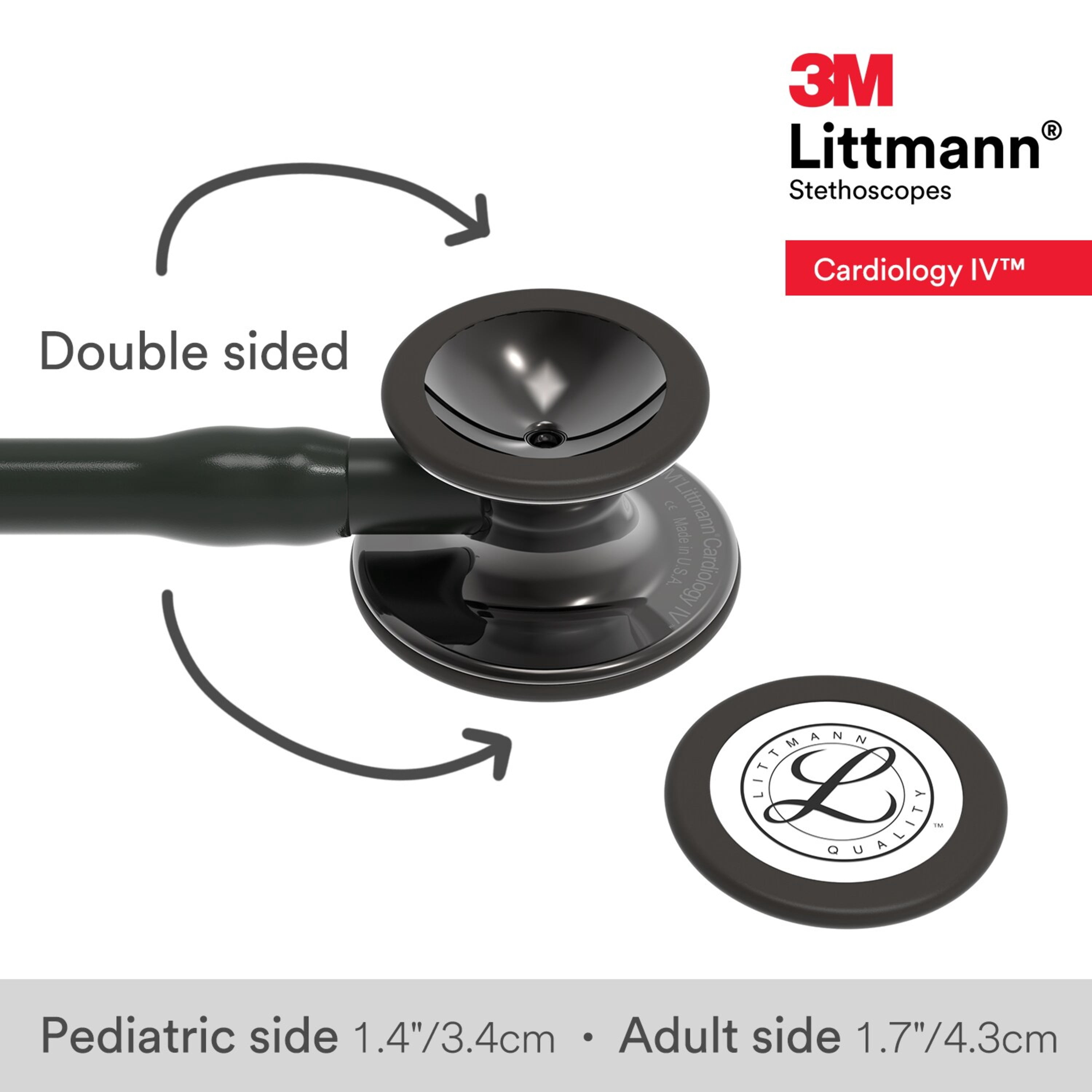 3M Littmann Cardiology IV Diagnostic Stethoscope, 6232, Stainless Steel Smoke-Finish Chestpiece, 27" Black Tube, Black Stem and Headset