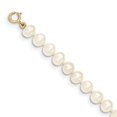 thumbnail image 2 of Real 14kt Yellow Gold 5-6mm White Near Round Freshwater Cultured Pearl Chain Bracelet; for Adults and Teens; for Women and Men, 2 of 3