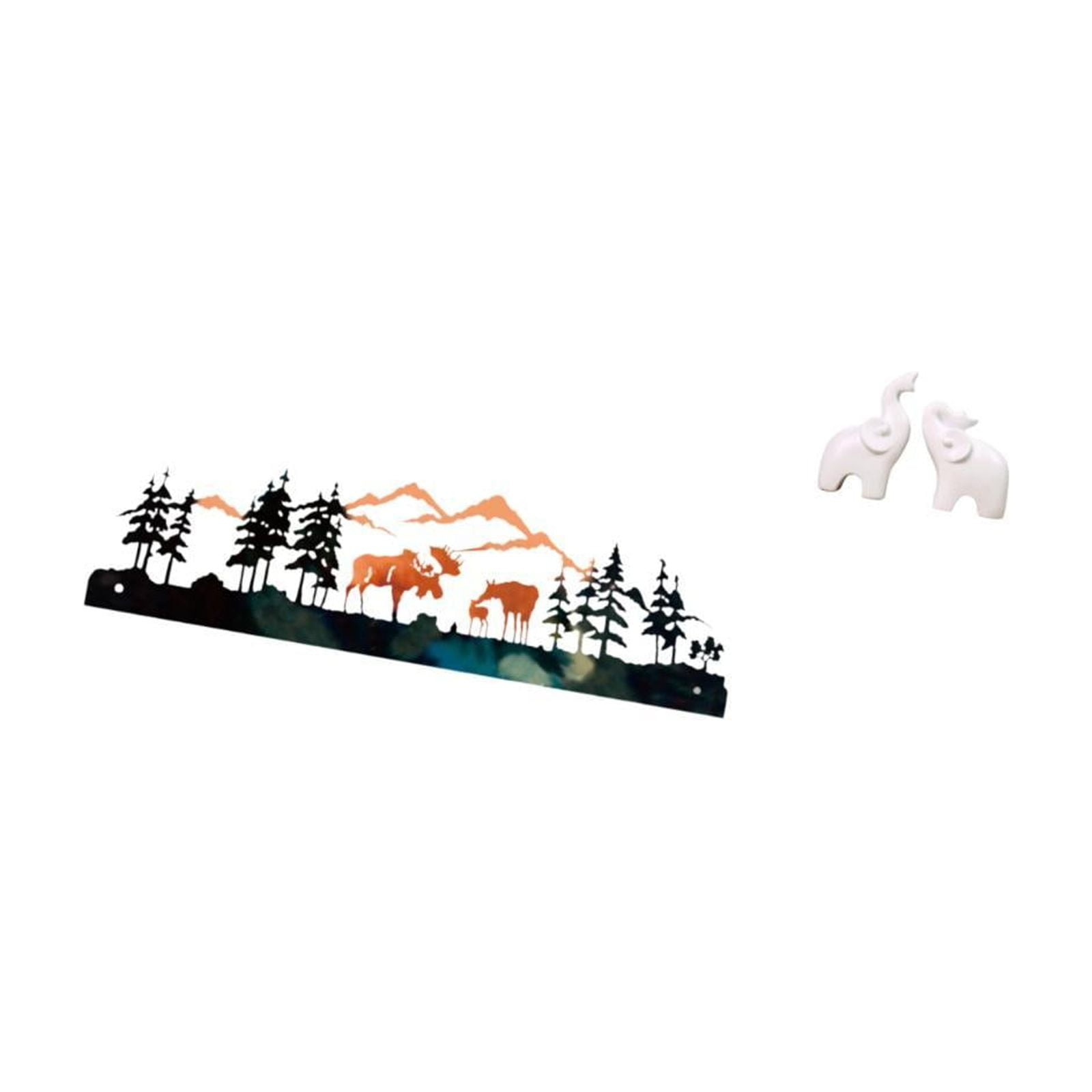 CoudarTitie Deer Elephant Wall Sculpture Hanging for Garden Fence Outdoor Indoor Porch Tabletop Decoration Unique Animal Statues Figurines Entrance Office Bedroom
