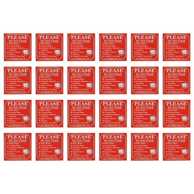 Uxcell Please Do Not Flush Sign Decals Toilet Sign for Bathroom Toilet Warning 24 Pack