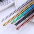 thumbnail image 3 of 1 Pair Portable Stainless Steel Reusable Rainbow Chopsticks Kitchen Dining Tool, 3 of 7