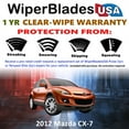 thumbnail image 2 of 2012 Mazda CX-7 Beam Wiper Blades Wipers w/1yr Warranty (Set of 3) w/Rear Wiper (WiperBladesUSA), 2 of 5