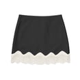thumbnail image 3 of Women's Satin Lace Short Skirt Sexy Slim Fit Lace Patchwork Elastic Waist Half Mini Skirts Y2k A Line Under Dress Black L, 3 of 3