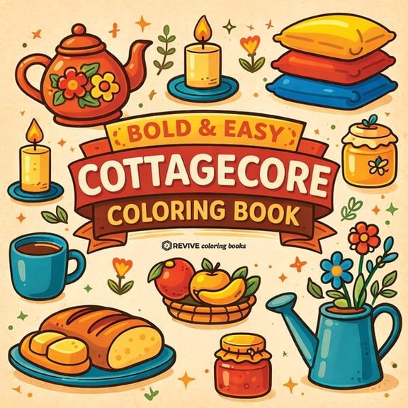 Bold & Easy Stress Relief Coloring B Bold & Easy Cottagecore Coloring Book: Cozy & Relaxing Stress Relief Coloring-Perfect Cozy Girl Gift!, (Paperback)