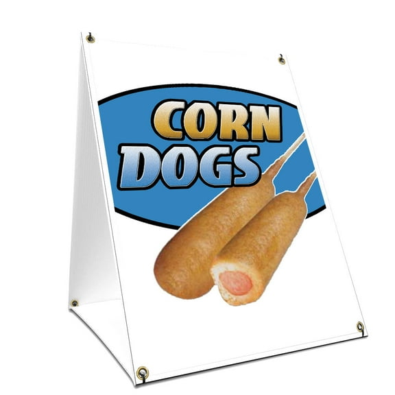 A-frame Sidewalk Corn Dogs Sign With Graphics On Each Side | 18" X 24" Print Size