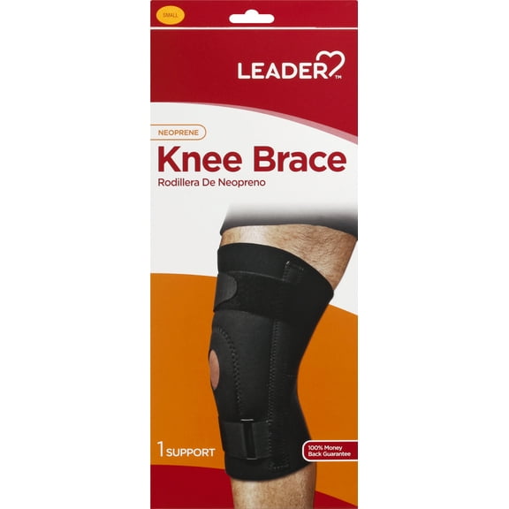 Leader Deluxe Knee Brace, Black, Small, 1 Count