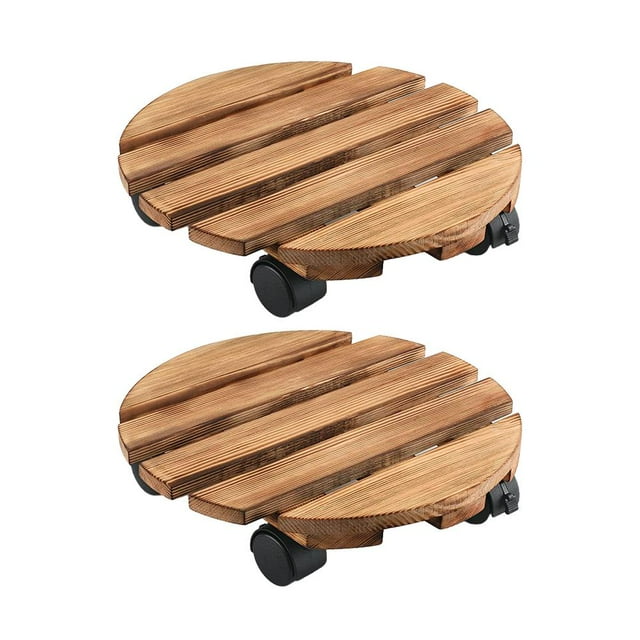 Lot de 2 Paniers à Plantes 12 avec Roues Support à Plantes en Métal Robuste avec Roues