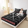thumbnail image 4 of Homewish Lacrosse Queen Sheet Sets 4-Piece for Boys, Gray Black Flat Sheet, Sport Helmet Queen Fitted Sheet, Breathable Home Decor, 4 of 7