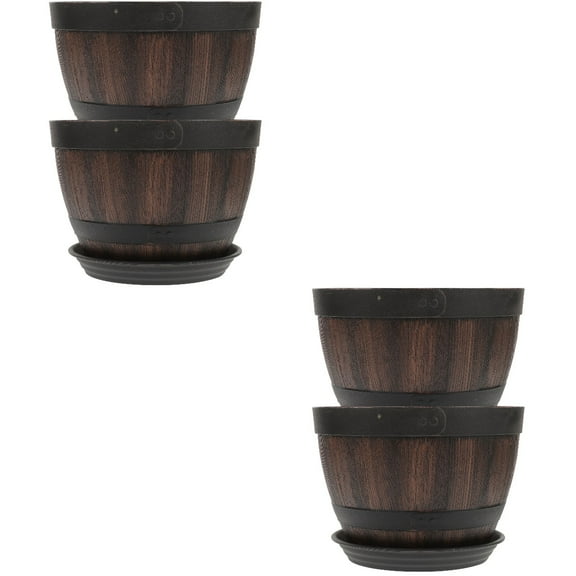 2 Pieces Wall Planter Imitation Barrel Flower Pot Stable Flowerpot Safe