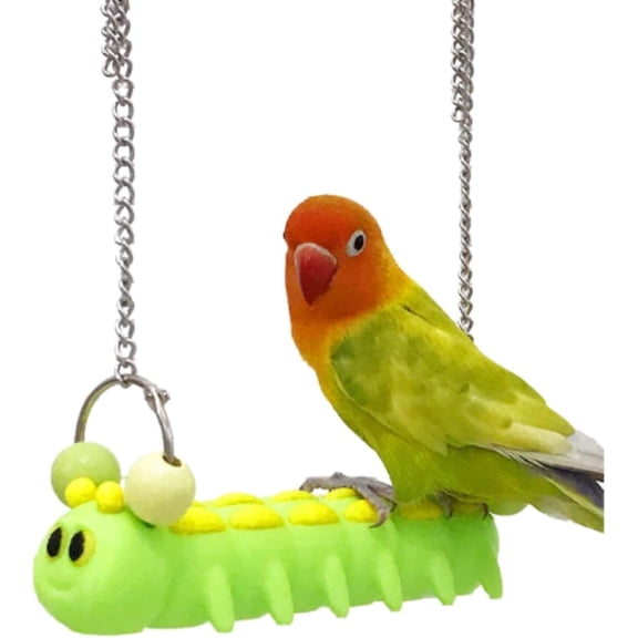 Hanging Swing Toy for Bird Cage, Cute Caterpillar Shape Swing Toys for Parrots Fun Platform Perch for Lovebird Budgie Conure Cockatiel, Cage Decoration