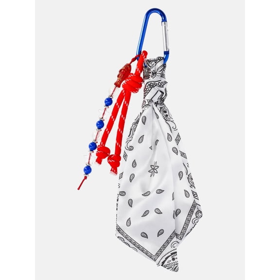 No Boundaries Women's Americana Bag Charm, White Bandana