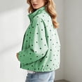 thumbnail image 5 of WIZUTIZ Women's Polka Dot Zip Up Jacket Lapel Collar Drawstring Hem Casual Lightweight Coat Spring Fall Outerwear with Pockets, 5 of 7