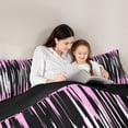 thumbnail image 4 of Homewish Minimalsit Striped 7pcs Bedding Comforter Set,Modern Geometric Artwork Queen Bedding Sets,Pink White Black Queen Sheet Sets For Men Women,Microfiber Bedroom Decor Reversible, 4 of 8