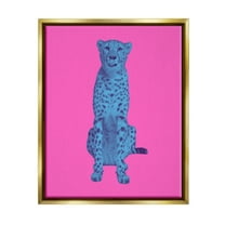 Stupell Industries Bold Leopard on Pink Animals & Insects Painting Gold Floater Framed Canvas Art Print Wall Art, 25 x 31