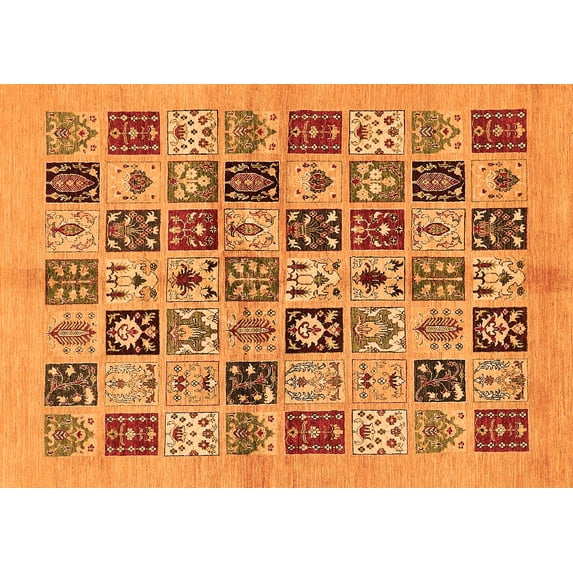 Ahgly Company Indoor Rectangle Oriental Orange Modern Area Rugs, 6' x 9'