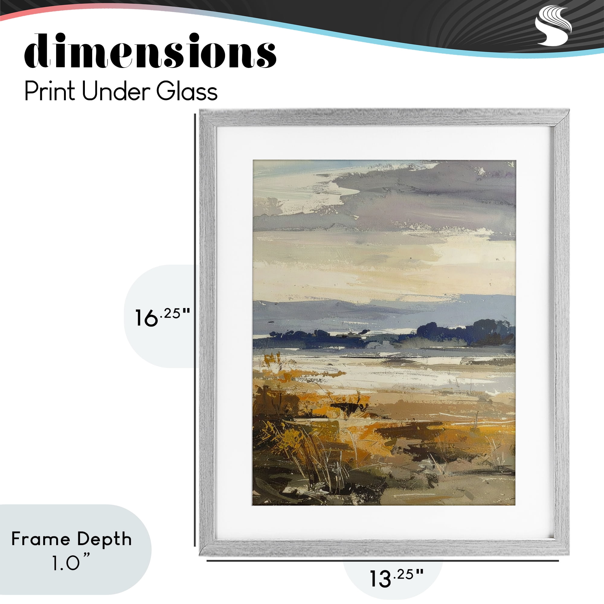 Stupell Industries Distant Horizon Abstract Gray Framed Print Under Glass, design by Alonza Saunders