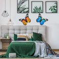 thumbnail image 5 of Decoraciones de jardín de mariposas grandes, arte de pared, escultura de mariposa de metal, adornos colgantes para jardín al aire libre, cobertizos, paredes, vallas, decoración (2 piezas, Yello, 5 of 5