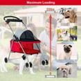 thumbnail image 5 of Folding Pet Strollers Dog Stroller for Small Dogs Cat Stroller for Cats No Escape with Cup Holder, Red, 5 of 7