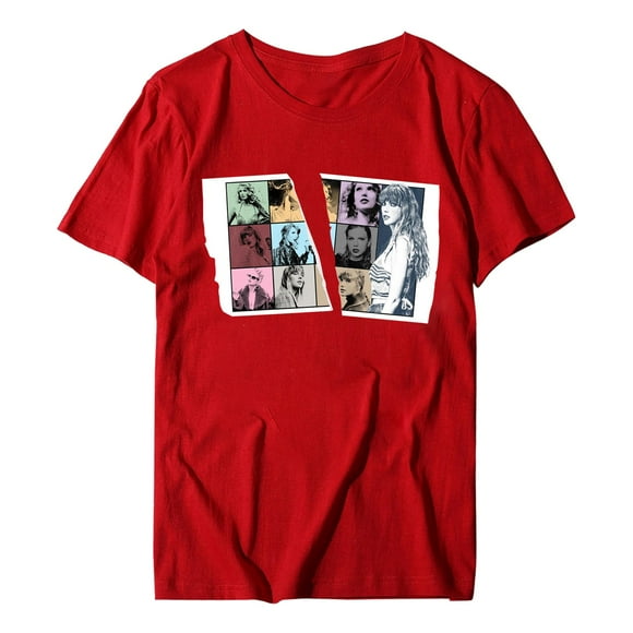 TayIor Swft Concert Music Album Womens Tshirts Tay Eras Tylor Shirts Women Singer Fans Short Sleeve T-shirts Music Tay Lover Gifts Printed Tees Tops TKFASHION Red S