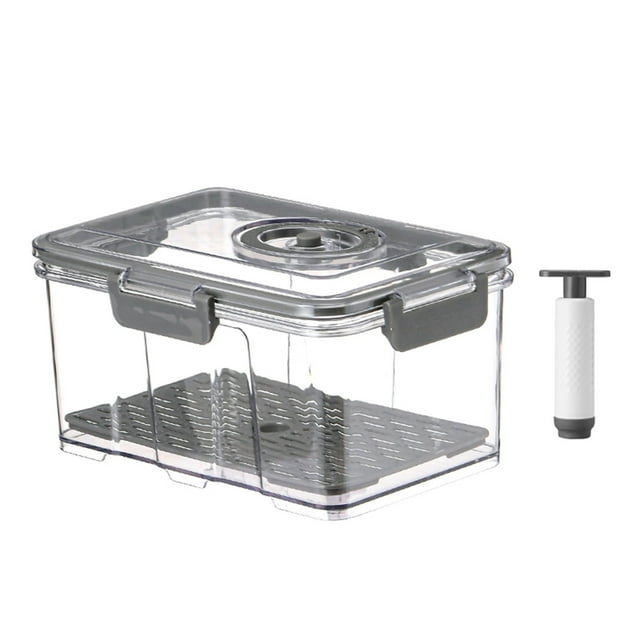 Ensemble de 2 Bocaux sous Vide pour Aliments, Bocaux de Rangement Sans BPA avec Pompe Manuelle pour Réfrigérateur Ou Garde-Manger