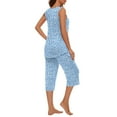 thumbnail image 4 of LEKDFST Womens Sleeveless Pajama Sets 2 Piece Sleepwear Summer Lounge Outfits Tanks Capri Pants Ladies Pjs Sky Blue L, 4 of 9