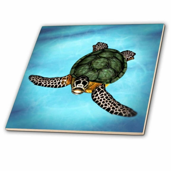 3dRose, Sea Turtle swimming in the Ocean, 6 Inch Ceramic Tile
