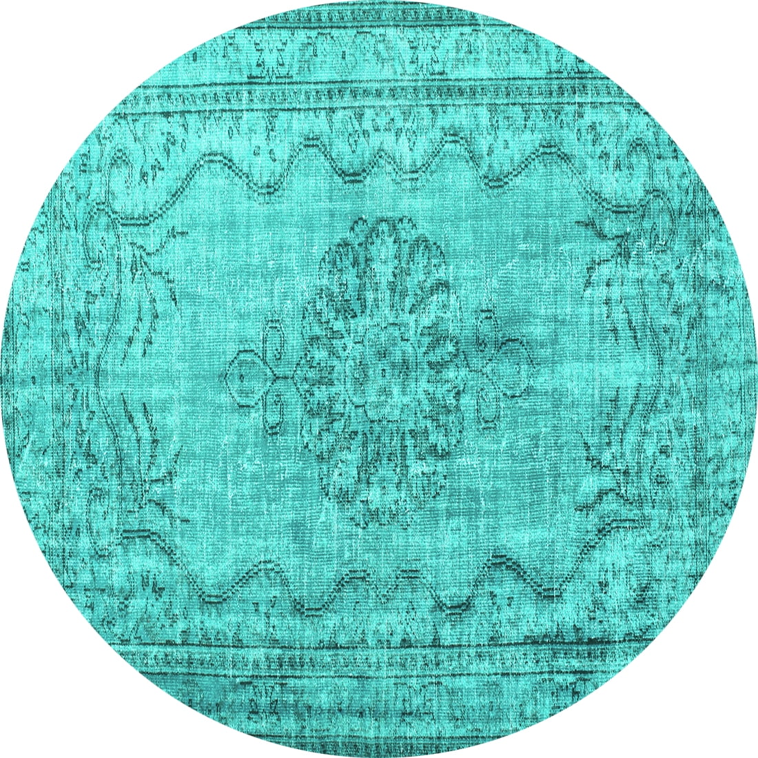Ahgly Company Indoor Round Persian Turquoise Blue Traditional Area Rugs ...
