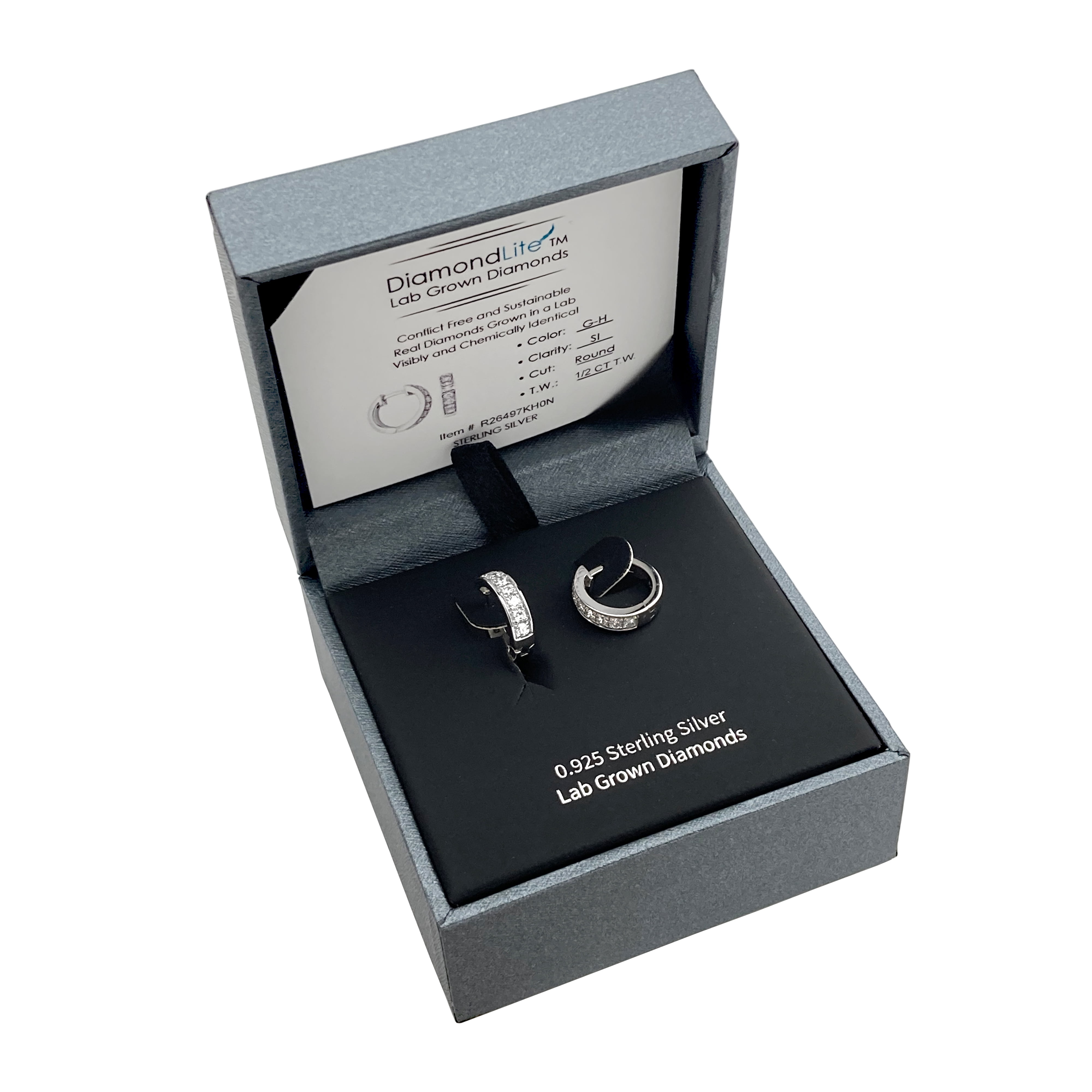 Forever Facets 3/8 CT TW Lab Grown Diamond Hoops in Platinum over Sterling Silver, Adult Female