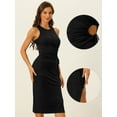 thumbnail image 2 of DARING DIVA Ribbed Knit Cut Out Waist Side Slit Tank Dress L Black, 2 of 6