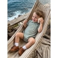 thumbnail image 6 of BemeyourBBs Newborn Baby Boy Girl Summer Clothes Collared Shirt Bubble Romper Dress Shirt Short Sleeve Button Down Shirt Bodysuit With Pocket Baby Boy Church Outfit, 6 of 9