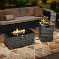 thumbnail image 2 of Costway 2 PCS Outdoor Rattan Fire Table Set with Tank Cover Tempered Glass Tabletop Gray, 2 of 10