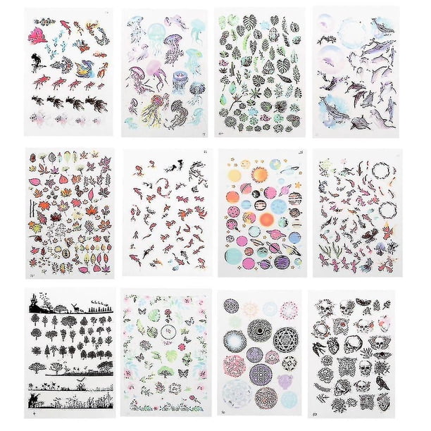 12pcs/set Decorative Stickers For Jewelry Making Mold Clear Film Sticker Of Diy