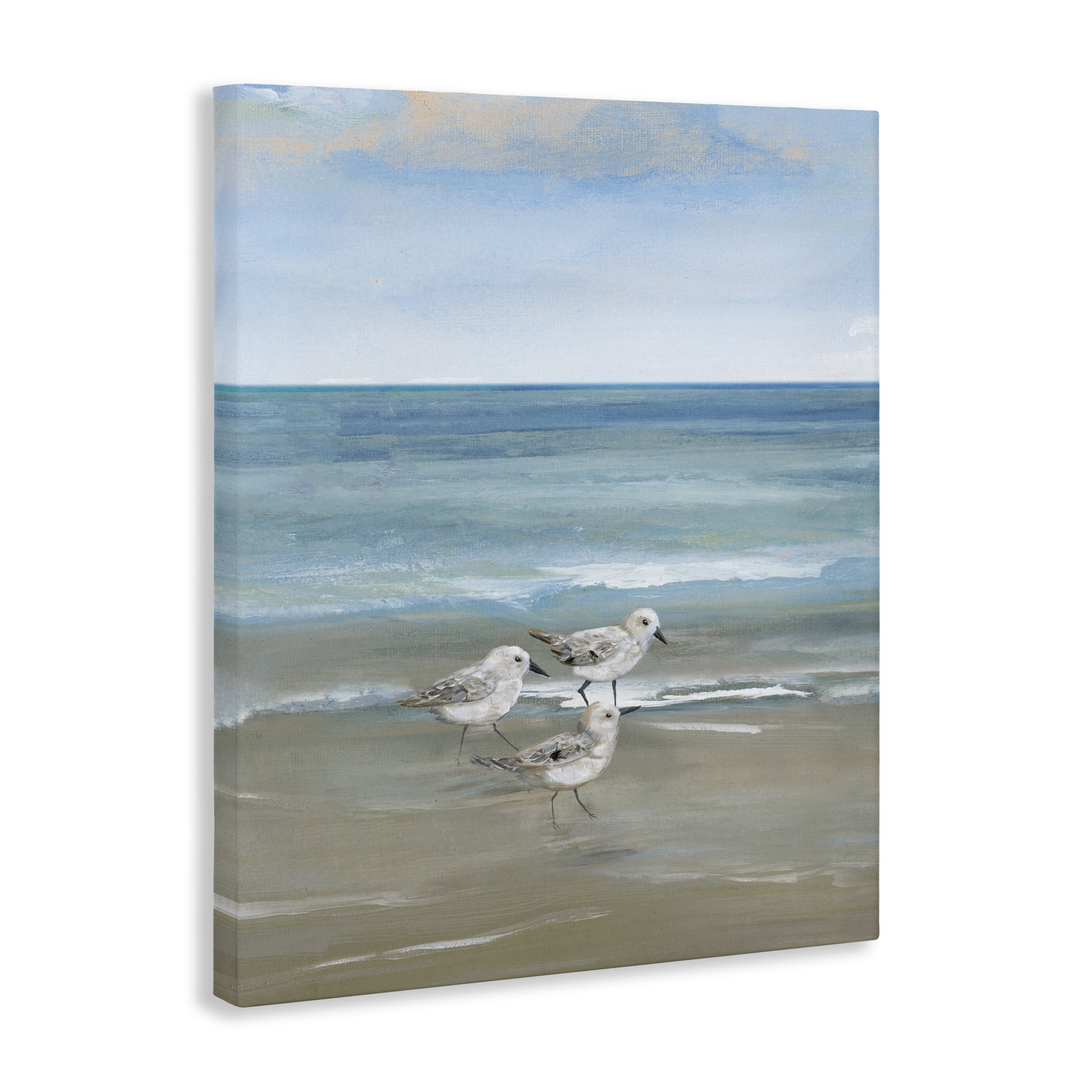 Stupell Industries Three Shorebirds & Gentle Waves Canvas Wall Art, design by Nan