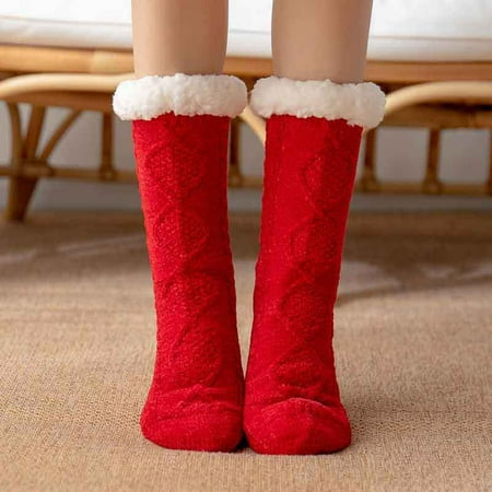

QWERTYU Fluffy Soft Fuzzy Socks for Women Non Slip Thick Warm Cozy Slipper Socks