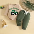 thumbnail image 2 of Toddler Boy Romper 2PCS Fall Winter Outfits Embroidery Long Sleeve Solid Pants Set 0 3 6 12 18 24 Months Baby Green,3M, 2 of 5