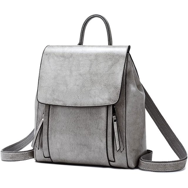 LinYooLi Fashion Backpack for Women Genuine Leather Handbag Flap Shoulder Bag Large Capacity Satchel Purse