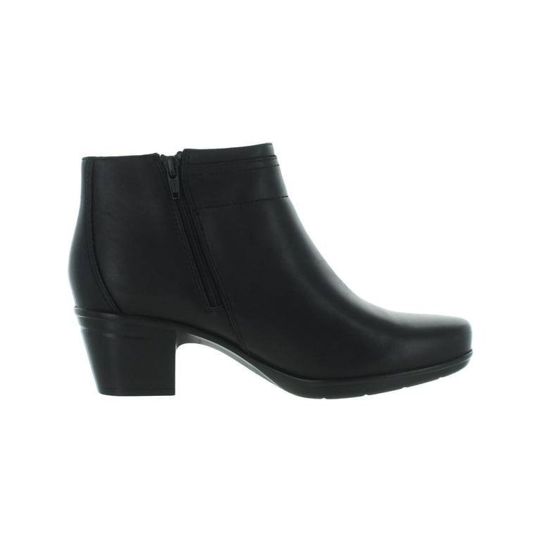 Clarks Womens Emslie Jada Leather Almond Toe Ankle Boots Black 10 Medium - Walmart.com