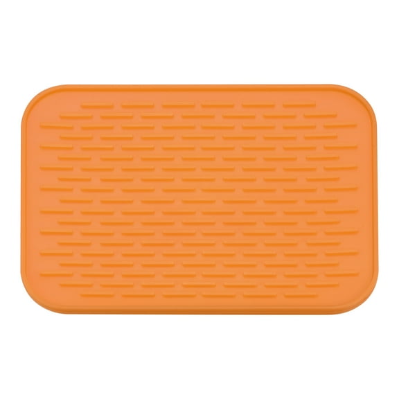 Unique Bargains Silicone Kitchen Counter Dish Drying Mat Under Sink Drain Pad Non-Slip Orange