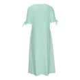thumbnail image 4 of JUNWELL Aubaines 2024 Tendance Robe Mi-Mollet à Manches Courtes à Col en V pour Femmes Mode Femme Été Décontractée Robe Longue à Boutons Bleu 4, 4 of 6