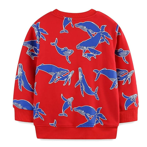 Cethrio Kids Boys Sweatshirts, Long Sleeve Printed Cotton Pullover Tops Red Size 4 T