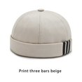thumbnail image 4 of Bonnet de Marin à Imprimé Skullcap 3 Rayures, Bonnets Confortables Style INS, Casquettes Docker Chaudes, Chapeau Rond Sans Bord Élégant, Bonnet pour Beige, 4 of 8
