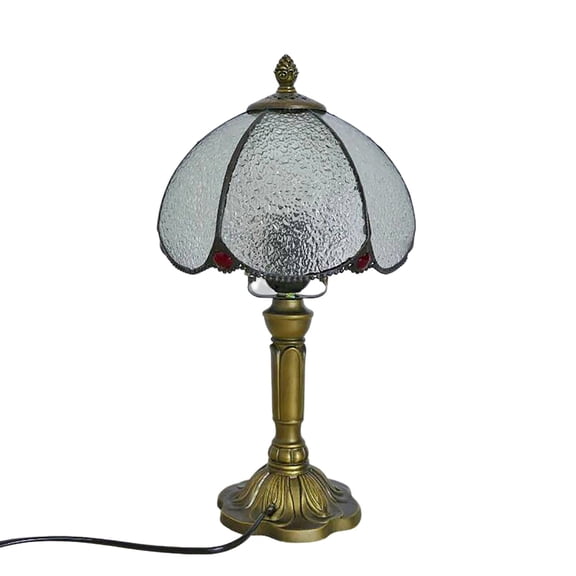Stain Glass Lamp, Antique Table Lamp, 14.17x7.87x4.72 Inch White Art Stained Glass Decorative Lamp, Bedside Night Light For Bedroom Living Room