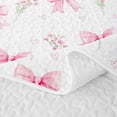 thumbnail image 5 of meiyoeat White Pink Bow Bed Spread Queen for Girls, Watercolor Floral Queen Coverlet Set for Bedroom, 3pcs, 5 of 7