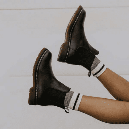 

Women‘s Ankle Chelsea Boots Round Toe Slip On Non-slip Shoes Solid Color Short Boots